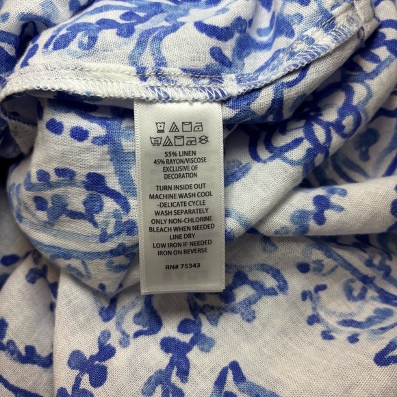 Caroline Constas NWT Blue and White Linen Dress Size Medium - Picture 8 of 8